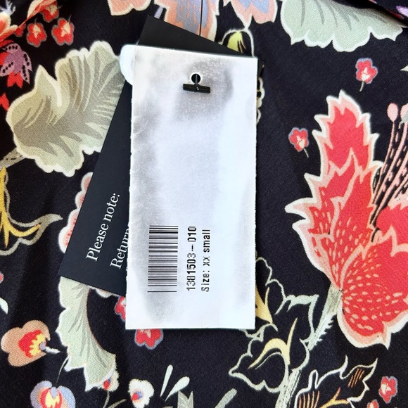 Rixo NWT Black Floral Long Sleeve Mini Dress 2 XXS Buttons Sold out Boho - Picture 15 of 16